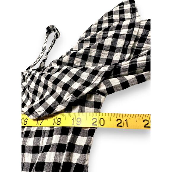 Express Black & White Gingham One Shoulder Ruffle Top Size M - Picture 7 of 10